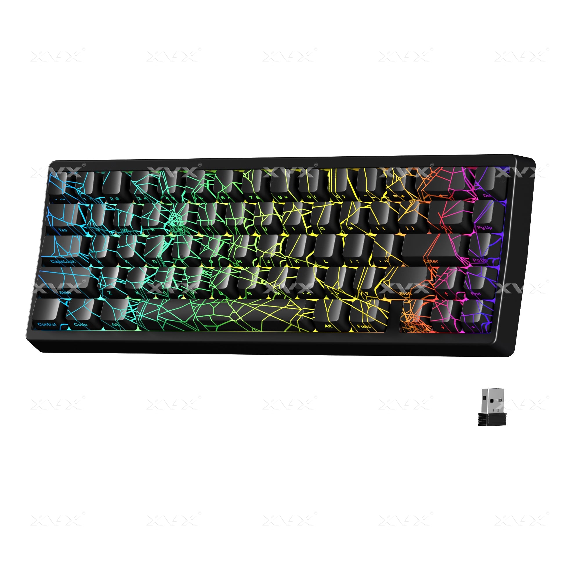 XVX M67 JadeStone VIA Tri-Mode Mechanical Keyboard with IMD-Tech Keycaps (Spider Web)