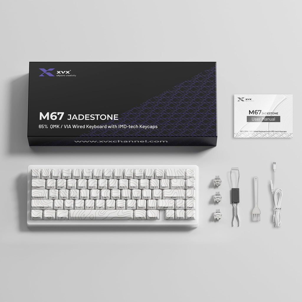 XVX M67 JadeStone VIA Tri-Mode Mechanical Keyboard with IMD-Tech Keycaps (Stellar White)