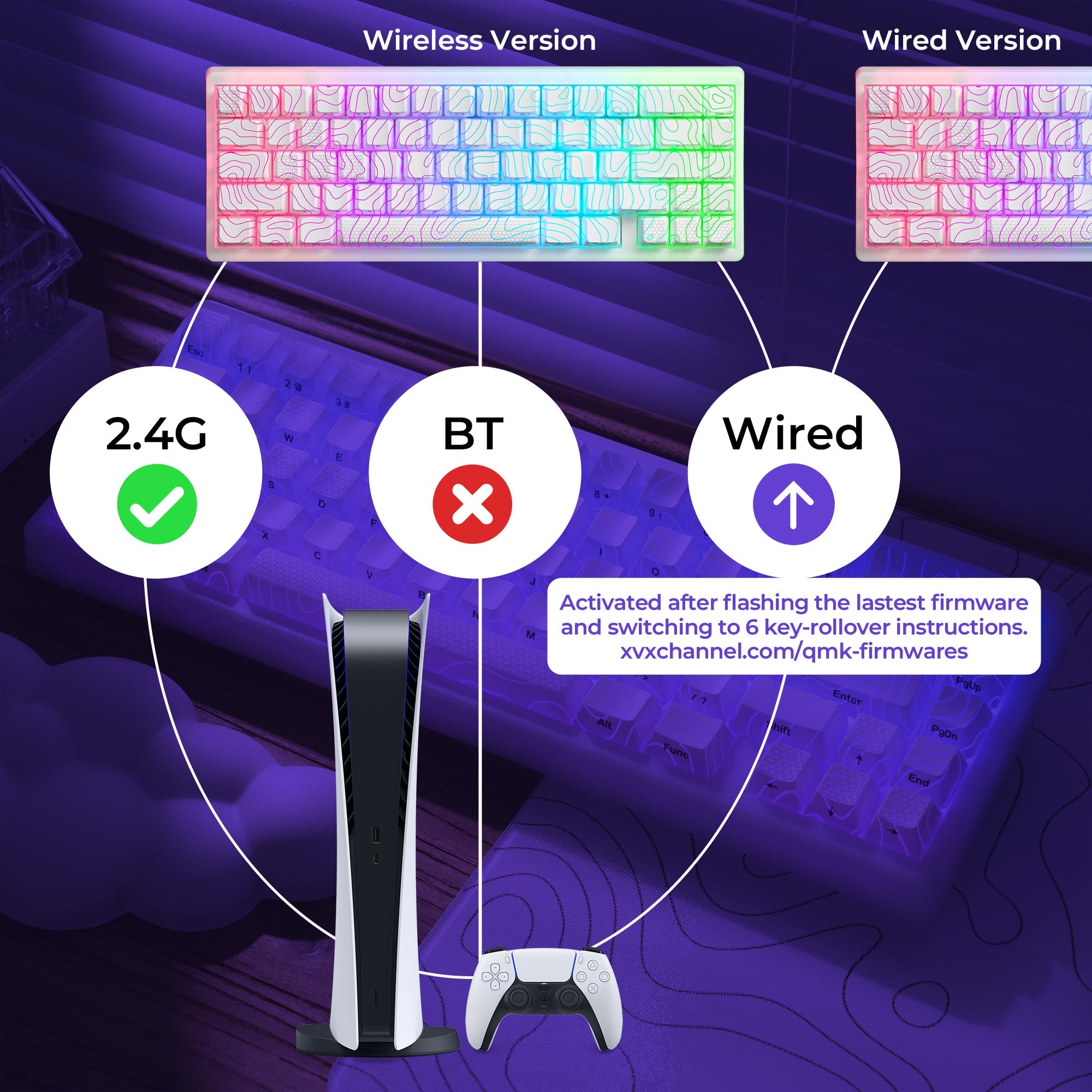 XVX M67 JadeStone VIA Tri-Mode Mechanical Keyboard with IMD-Tech Keycaps (Spider Web)