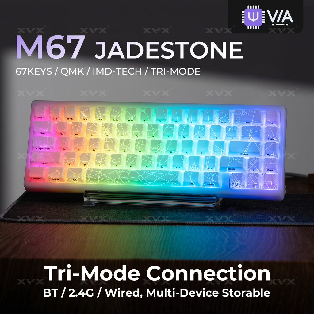 XVX M67 JadeStone VIA Tri-Mode Mechanical Keyboard with IMD-Tech Keycaps (Spider Web)